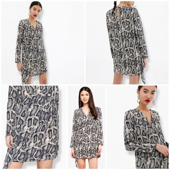 River Island Asymmetric Swing Dress in Grey Snake Print - Picture 3 of 11